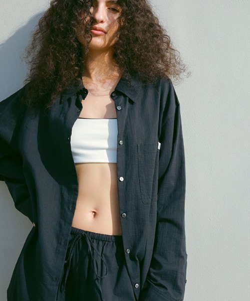 新品 ETRE TOKYO 25SS ダブルガーゼオーバーサイズシャツ ネイビー ETRE TOKYO（エトレトウキョウ）の「ダブルガーゼオーバーサイズ