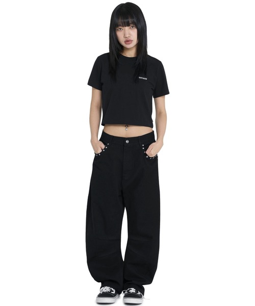 OY（オーワイ）の「『OY/オーワイ』 STAR RIVET RELAXED CURVED PANTS/スターリベット リラックスカーブパンツ（デニムパンツ・レディース・ブラック・L/M/S）」の4枚目の写真