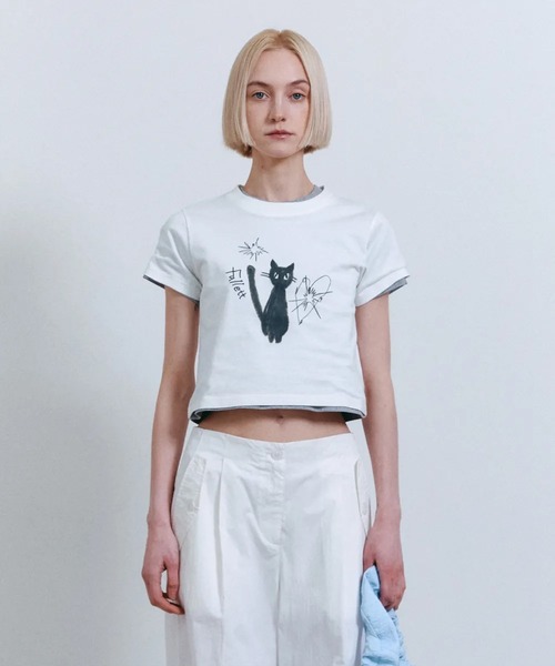 tシャツ A'GEM/9 × .kom 「FALLETT/ファレット」 NIGHT NERO CROP SHORT SLEEVE/ネロクロップショート A'GEM/9 × .kom 『FALLETT/ファレット』 NIGHT NERO CROP SHORT