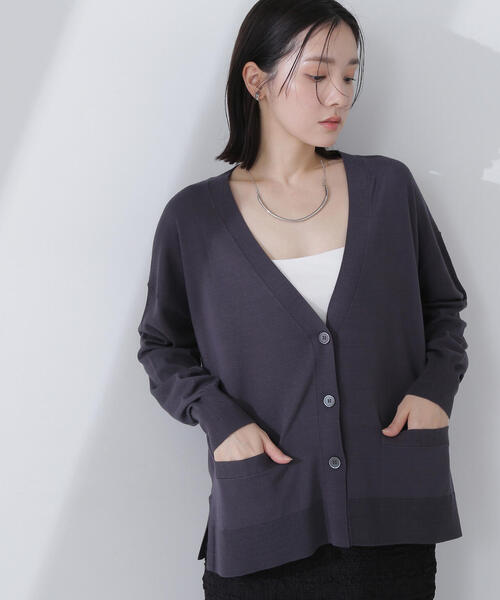 NATURAL BEAUTY BASIC(ナチュラルビューティーベーシック)の「◇ベーシックカーディガン Vネックニット(カーディガン/ボレロ・レディース・ブルー/ベージュ/チャコールグレー・FREE)」の6枚目の写真