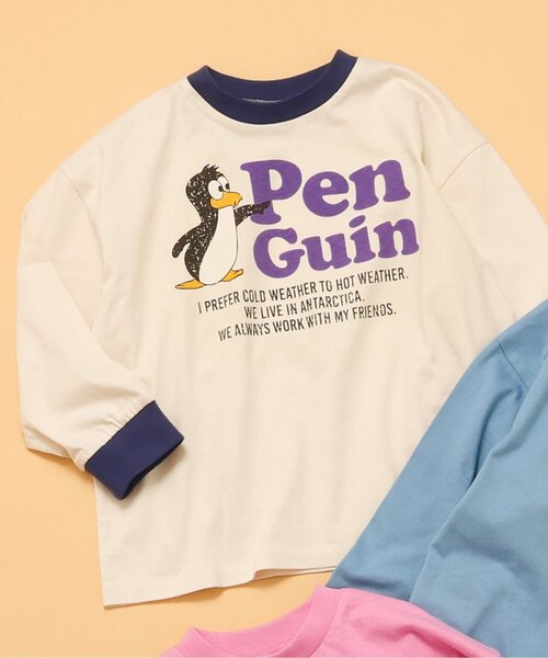 BREEZE（ブリーズ）の「【WEB限定/ジュニア対応】カラバリプリント長袖Tシャツ（Tシャツ/カットソー・キッズ・グリーン/ピンク/ネイビー/パープル/キナリ/オレンジ/チャコール/ミント/アイボリー/サックスブルー/ブラック/イエロー・100/140/90/110/120/130/150）」の2枚目の写真