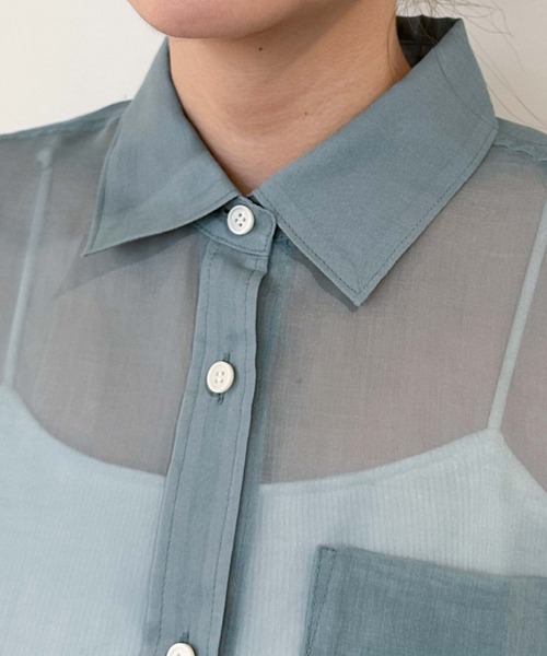 Doux archives（ドゥアルシーヴ）の「ソフトオーガンジーシアーショートシャツ（シャツ/ブラウス・レディース・ブラック/ブルーグリーン/グレー・FREE）」の10枚目の写真