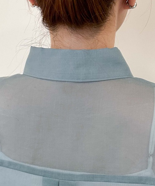 Doux archives（ドゥアルシーヴ）の「ソフトオーガンジーシアーショートシャツ（シャツ/ブラウス・レディース・ブラック/ブルーグリーン/グレー・FREE）」の11枚目の写真