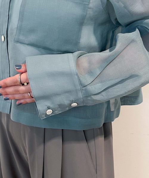 Doux archives（ドゥアルシーヴ）の「ソフトオーガンジーシアーショートシャツ（シャツ/ブラウス・レディース・ブラック/ブルーグリーン/グレー・FREE）」の13枚目の写真