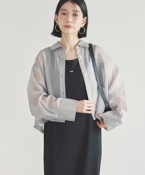 Doux archives（ドゥアルシーヴ）の「ソフトオーガンジーシアーショートシャツ（シャツ/ブラウス・レディース・ブラック/ブルーグリーン/グレー・FREE）」の22枚目の写真