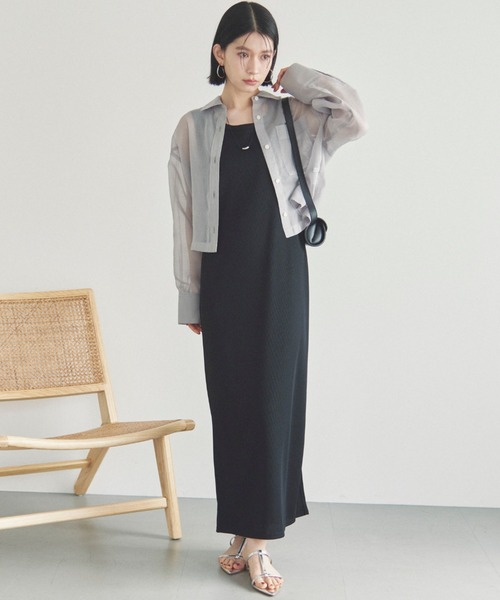 Doux archives（ドゥアルシーヴ）の「ソフトオーガンジーシアーショートシャツ（シャツ/ブラウス・レディース・ブラック/ブルーグリーン/グレー・FREE）」の4枚目の写真