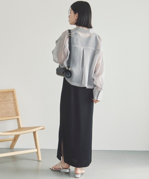 Doux archives（ドゥアルシーヴ）の「ソフトオーガンジーシアーショートシャツ（シャツ/ブラウス・レディース・ブラック/ブルーグリーン/グレー・FREE）」の7枚目の写真