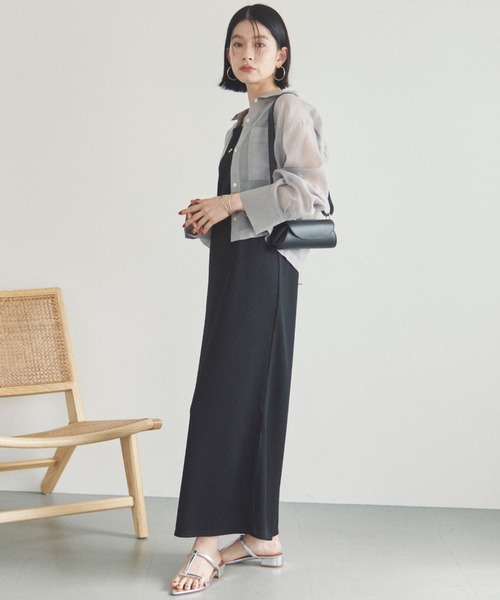 Doux archives（ドゥアルシーヴ）の「ソフトオーガンジーシアーショートシャツ（シャツ/ブラウス・レディース・ブラック/ブルーグリーン/グレー・FREE）」の6枚目の写真