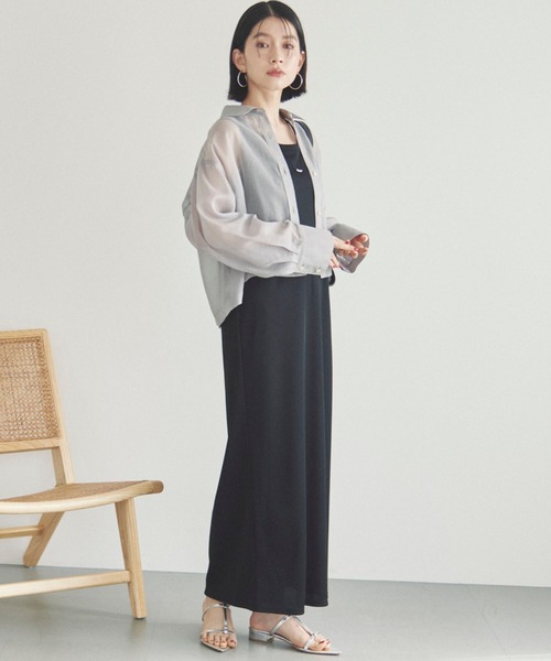 Doux archives（ドゥアルシーヴ）の「ソフトオーガンジーシアーショートシャツ（シャツ/ブラウス・レディース・ブラック/ブルーグリーン/グレー・FREE）」の9枚目の写真