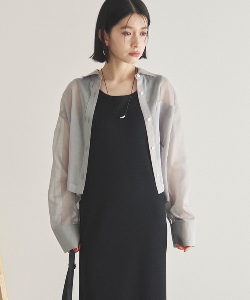 Doux archives（ドゥアルシーヴ）の「ソフトオーガンジーシアーショートシャツ（シャツ/ブラウス・レディース・ブラック/ブルーグリーン/グレー・FREE）」の16枚目の写真