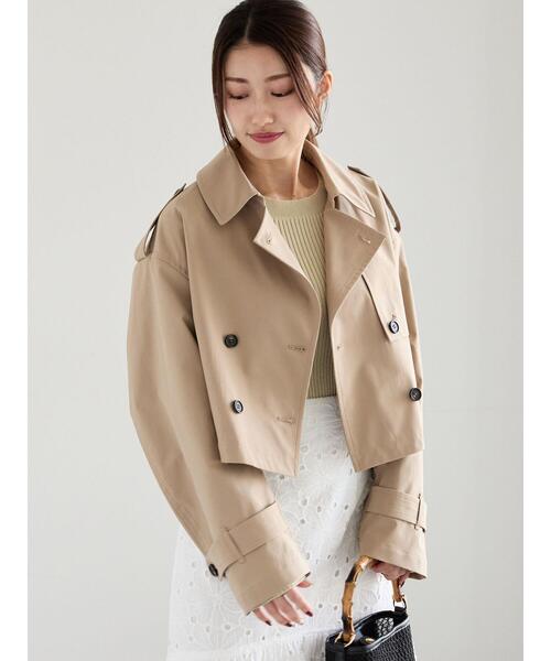 Te chichi（テチチ）の「ショートトレンチジャケット（ノーカラージャケット・レディース・ベージュ・F）」の4枚目の写真