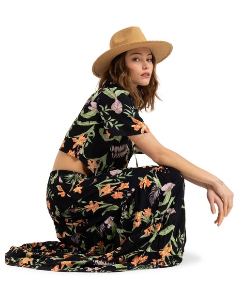 ROXY（ロキシー）の「PINK SUNSET/ロキシーボタニカル柄半袖トップス（シャツ/ブラウス・レディース・ホワイト×ブラック・MEDIUM/SMALL）」の8枚目の写真