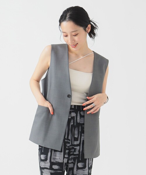 B:MING by BEAMS（ビーミングバイビームス）の「ノーカラージレ（S～M）（ベスト・レディース・グレー/ネイビー・SMALL/MEDIUM）」の2枚目の写真