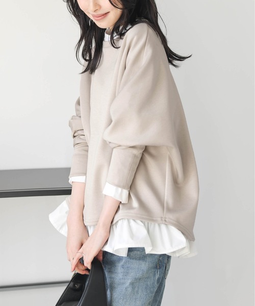La-gemme(ラジェム)の「ドルマンスリーブプルオーバー(Tシャツ/カットソー・レディース・ブラック/ベージュ/杢グレー・フリー)」の3枚目の写真