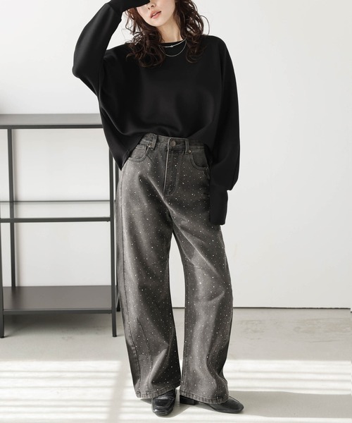 La-gemme(ラジェム)の「ドルマンスリーブプルオーバー(Tシャツ/カットソー・レディース・ブラック/ベージュ/杢グレー・フリー)」の5枚目の写真