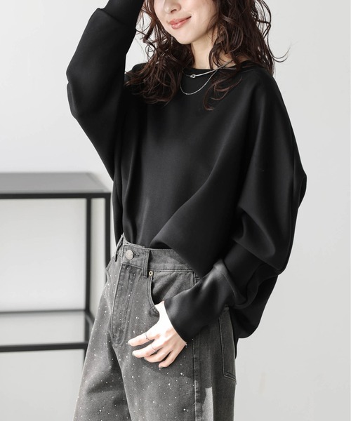 La-gemme(ラジェム)の「ドルマンスリーブプルオーバー(Tシャツ/カットソー・レディース・ブラック/ベージュ/杢グレー・フリー)」の6枚目の写真