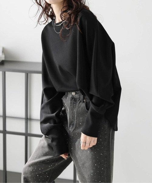 La-gemme(ラジェム)の「ドルマンスリーブプルオーバー(Tシャツ/カットソー・レディース・ブラック/ベージュ/杢グレー・フリー)」の8枚目の写真