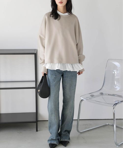 La-gemme(ラジェム)の「ドルマンスリーブプルオーバー(Tシャツ/カットソー・レディース・ブラック/ベージュ/杢グレー・フリー)」の13枚目の写真
