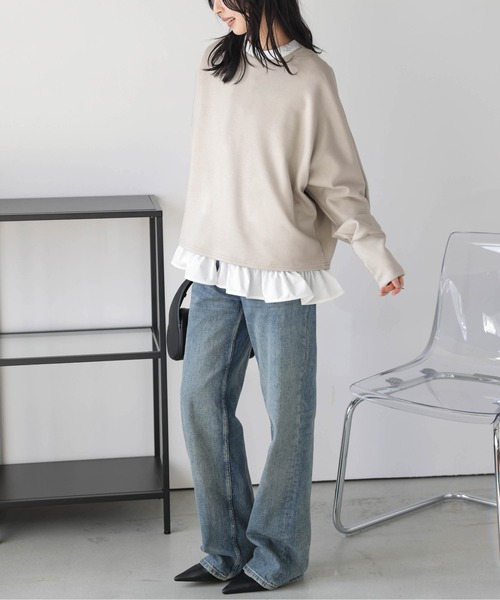 La-gemme(ラジェム)の「ドルマンスリーブプルオーバー(Tシャツ/カットソー・レディース・ブラック/ベージュ/杢グレー・フリー)」の15枚目の写真