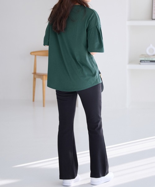 Viola e Viola(ヴィオラエヴィオラ)の「袖タックチュニックTシャツ(チュニック・レディース・ブラック/ネイビー/テラコッタ/グリーン・M/L/LL/3L)」の18枚目の写真