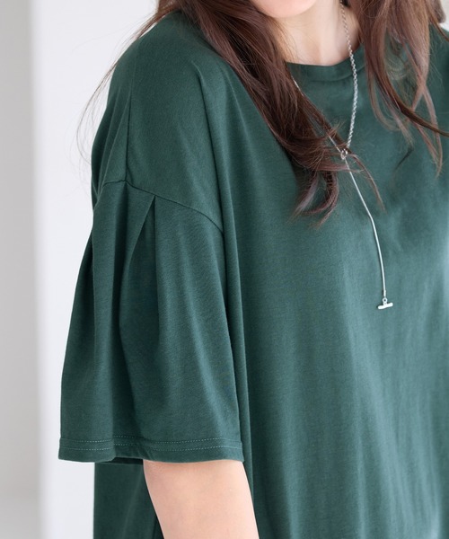 Viola e Viola(ヴィオラエヴィオラ)の「袖タックチュニックTシャツ(チュニック・レディース・ブラック/ネイビー/テラコッタ/グリーン・M/L/LL/3L)」の19枚目の写真