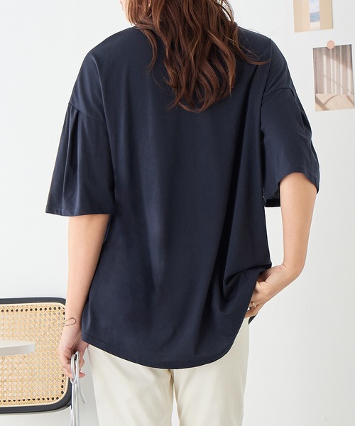 Viola e Viola(ヴィオラエヴィオラ)の「袖タックチュニックTシャツ(チュニック・レディース・ブラック/ネイビー/テラコッタ/グリーン・M/L/LL/3L)」の22枚目の写真