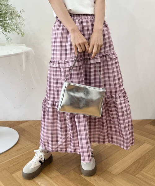 mebole(メボレ)の「ティアードチェックロングスカート(スカート・レディース・ピンク/ブラック・FREE)」の20枚目の写真