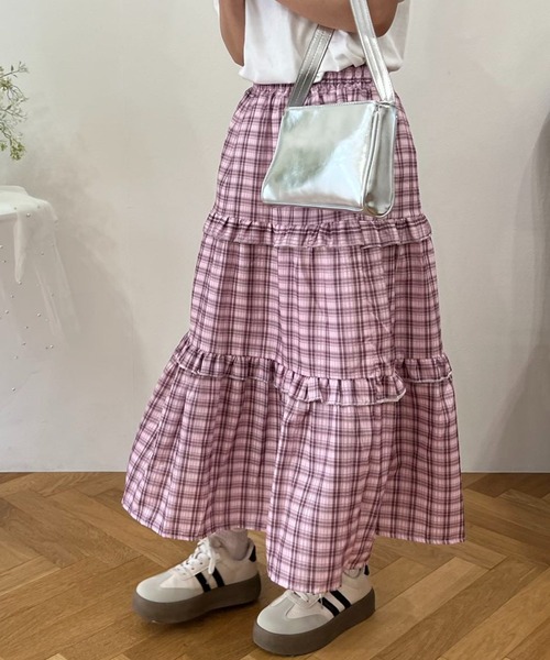 mebole(メボレ)の「ティアードチェックロングスカート(スカート・レディース・ピンク/ブラック・FREE)」の21枚目の写真