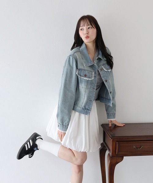 BLUEEAST（ブルーイースト）の「ピコレースデニムジャケット（デニムジャケット・レディース・ブルー・MEDIUM）」の17枚目の写真