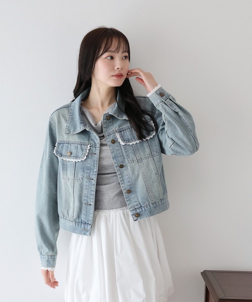 BLUEEAST（ブルーイースト）の「ピコレースデニムジャケット（デニムジャケット・レディース・ブルー・MEDIUM）」の18枚目の写真