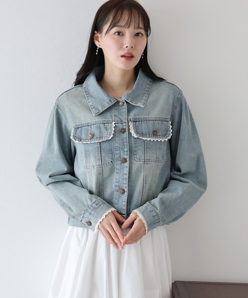 BLUEEAST（ブルーイースト）の「ピコレースデニムジャケット（デニムジャケット・レディース・ブルー・MEDIUM）」の19枚目の写真