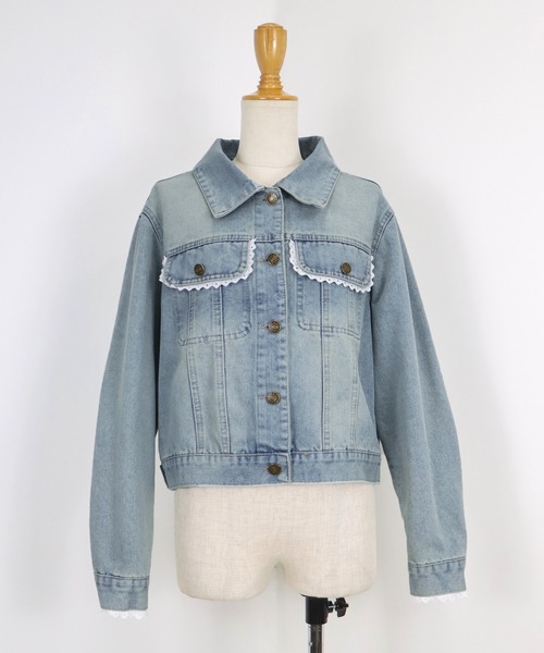 BLUEEAST（ブルーイースト）の「ピコレースデニムジャケット（デニムジャケット・レディース・ブルー・MEDIUM）」の12枚目の写真