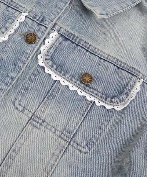 BLUEEAST（ブルーイースト）の「ピコレースデニムジャケット（デニムジャケット・レディース・ブルー・MEDIUM）」の6枚目の写真