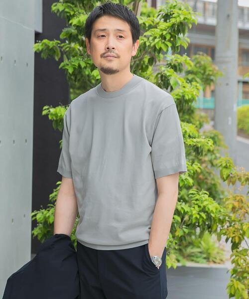 URBAN RESEARCH DOORS（アーバンリサーチドアーズ）の「LIFE STYLE TAILOR　ハイゲージクルーネック半袖ニット（シャツ/ブラウス・メンズ・グリーン/ネイビー/アイボリー/グレー系その他・MEDIUM/LARGE）」の5枚目の写真