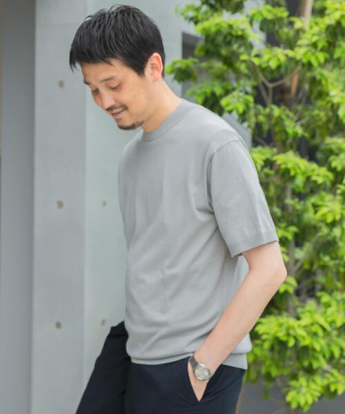 URBAN RESEARCH DOORS（アーバンリサーチドアーズ）の「LIFE STYLE TAILOR　ハイゲージクルーネック半袖ニット（シャツ/ブラウス・メンズ・グリーン/ネイビー/アイボリー/グレー系その他・MEDIUM/LARGE）」の8枚目の写真