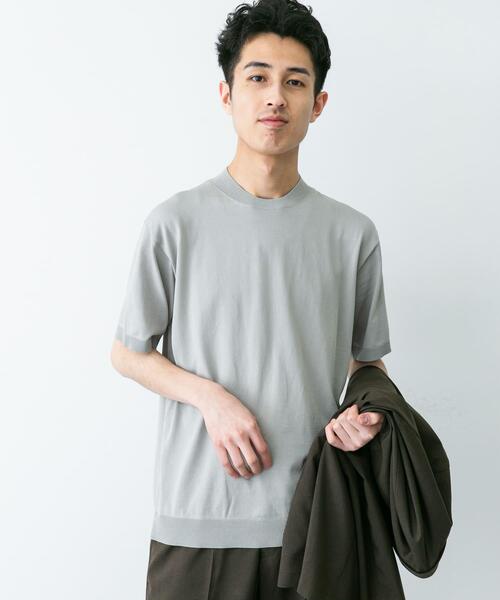 URBAN RESEARCH DOORS（アーバンリサーチドアーズ）の「LIFE STYLE TAILOR　ハイゲージクルーネック半袖ニット（シャツ/ブラウス・メンズ・グリーン/ネイビー/アイボリー/グレー系その他・MEDIUM/LARGE）」の13枚目の写真