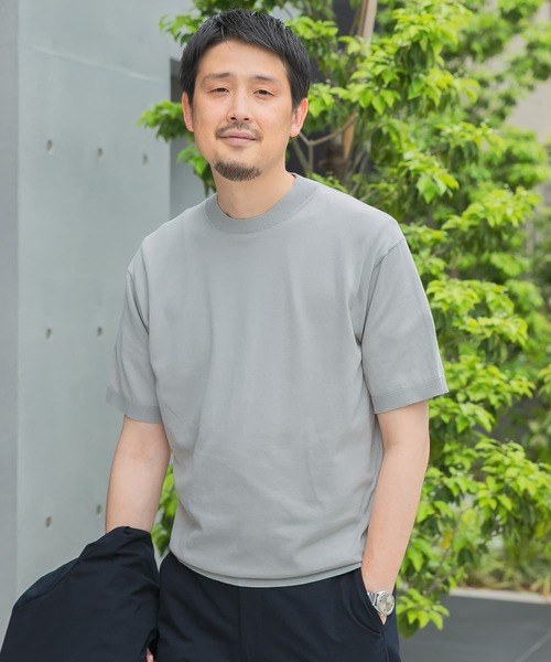 LIFE STYLE TAILOR ハイゲージクルーネック半袖ニット（シャツ