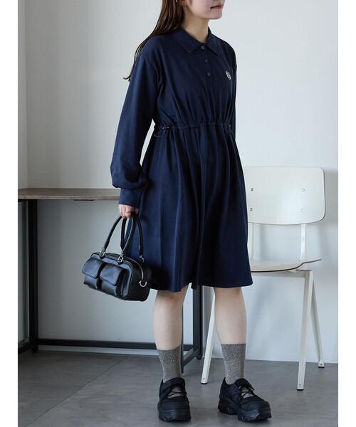 ehka sopo（エヘカソポ）の「襟付きカットミニワンピース（ワンピース・レディース・グレー/キナリ/ネイビー・F）」の3枚目の写真