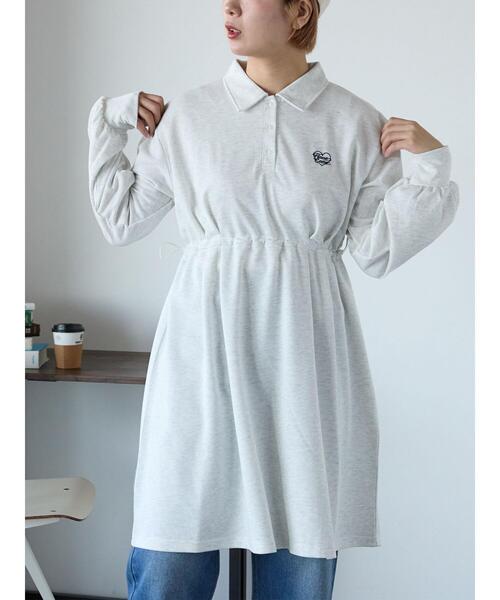 ehka sopo（エヘカソポ）の「襟付きカットミニワンピース（ワンピース・レディース・グレー/キナリ/ネイビー・F）」の2枚目の写真