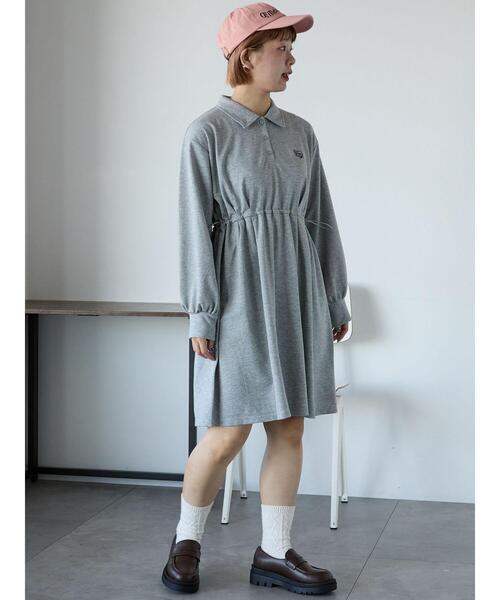 ehka sopo（エヘカソポ）の「襟付きカットミニワンピース（ワンピース・レディース・グレー/キナリ/ネイビー・F）」の7枚目の写真