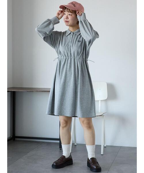 ehka sopo（エヘカソポ）の「襟付きカットミニワンピース（ワンピース・レディース・グレー/キナリ/ネイビー・F）」の8枚目の写真