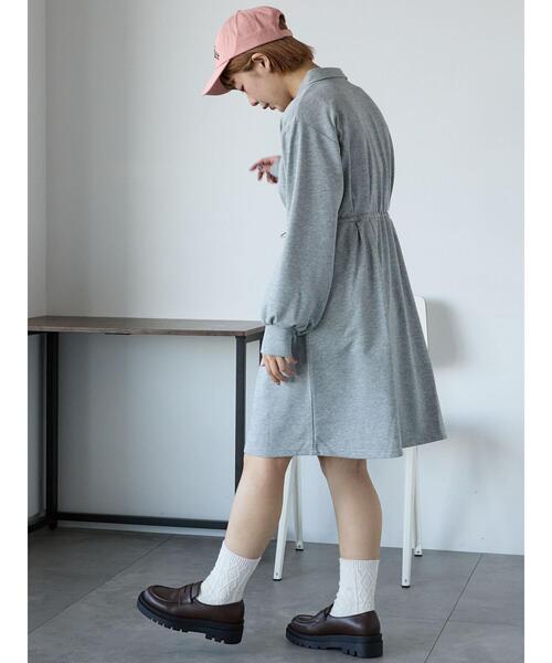 ehka sopo（エヘカソポ）の「襟付きカットミニワンピース（ワンピース・レディース・グレー/キナリ/ネイビー・F）」の9枚目の写真