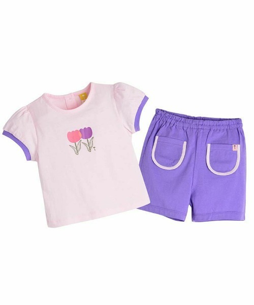 moimoln（モイモルン）の「【セットアップ】チューリップトップス&パンツ（Tシャツ/カットソー・キッズ・レッド/パープル・130cm/120cm/110cm/100cm/90cm）」の2枚目の写真