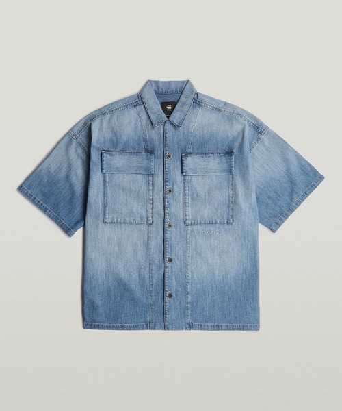 G-STAR（ジースター）の「2 POCKET BOXY SHIRT/オーバーサイズ2ポケットシャツ（シャツ/ブラウス・メンズ・インディゴブルー・LARGE/SMALL/MEDIUM）」の3枚目の写真