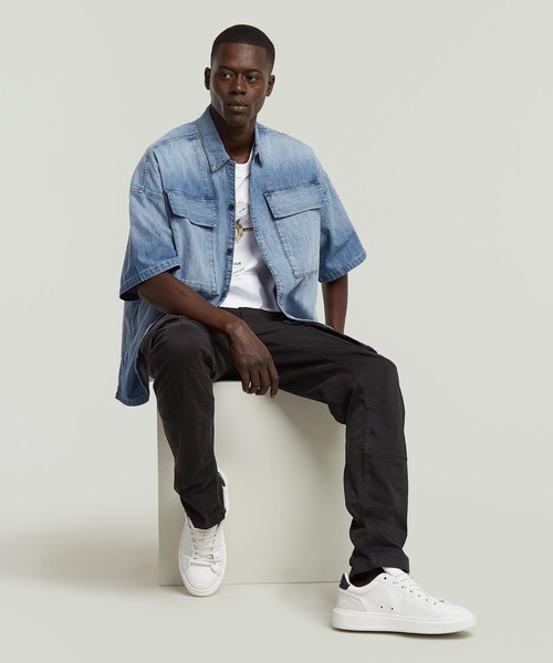 G-STAR（ジースター）の「2 POCKET BOXY SHIRT/オーバーサイズ2ポケットシャツ（シャツ/ブラウス・メンズ・インディゴブルー・LARGE/SMALL/MEDIUM）」の4枚目の写真