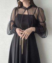 Meiru（メイル）の「スリットスリーブチュールボレロ+フレアキャミワンピースset[高身長サイズMT 低身長サイズS有り]（ワンピース）」