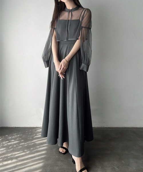 Meiru（メイル）の「スリットスリーブチュールボレロ＋フレアキャミ