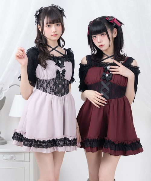 DearMyLove（ディアマイラブ）の「シャーリングバストレースアップワンピース（ワンピース・レディース・グレー/パープル/ブラック・MEDIUM/LARGE/LL）」の21枚目の写真