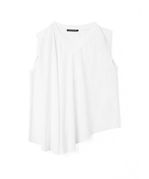 mizuiroind(ミズイロインド)の「mizuiro ind Vネックアシンメトリーノースリーブプルオーバー(Tシャツ/カットソー・レディース・ライトグレー/ベージュ/チャコールグレー/ブラック/オフホワイト・FREE)」の6枚目の写真