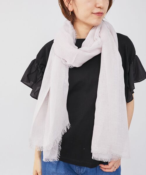 le.coeur blanc（ルクールブラン）の「《手洗い可能》コットン麻ストール（ストール/ショール・レディース・ライトグレー/ミント・FREE）」の4枚目の写真